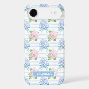 Pink and Blue Hydrangeas Striped