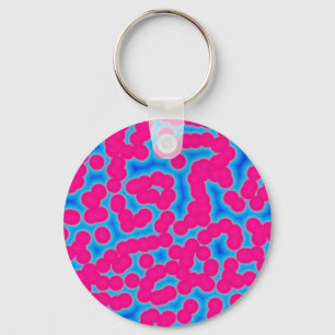 pink and blue intersecting polkadots key ring