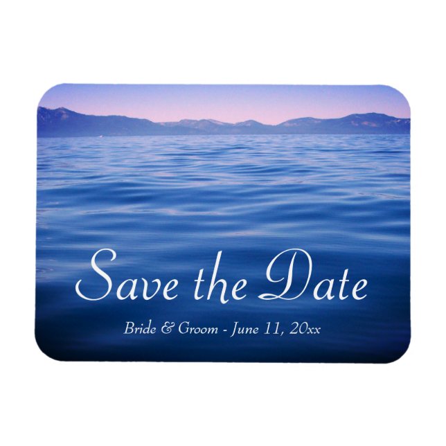 Pink and Blue Lake Tahoe Photo Save the Date Magnet (Horizontal)