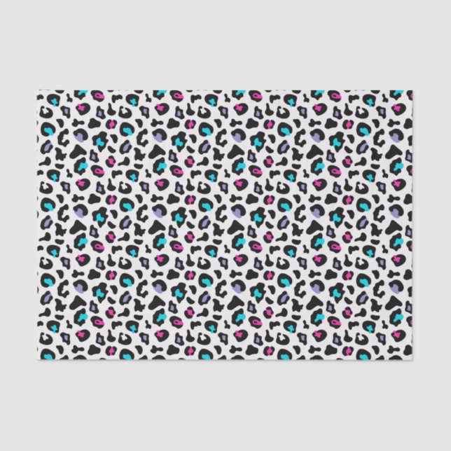 Pink and Blue Leopard Animal Print Tissue Paper (Front)