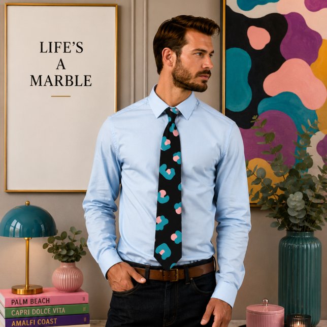 Pink and Blue Leopard Pattern Tie (Creator Uploaded)