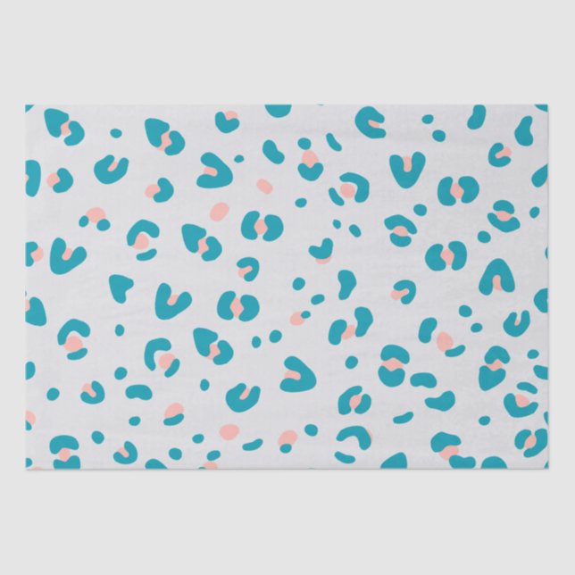 Pink and Blue Leopard Pattern Tissue Paper (Front)