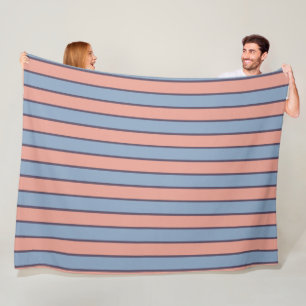 Pink and blue line stripes pattern fleece blanket