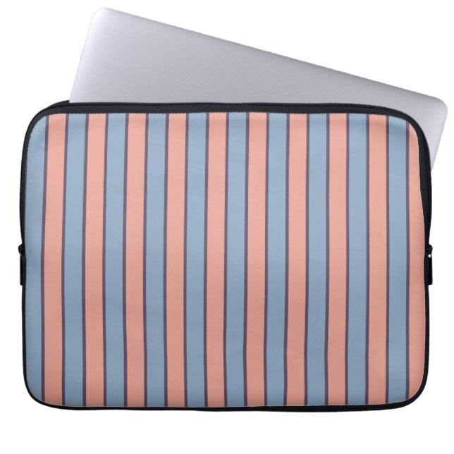 Pink and blue line stripes pattern laptop sleeve (Front)