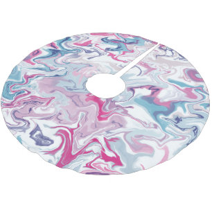 Pink and blue liquid acrylic brushed polyester tree skirt