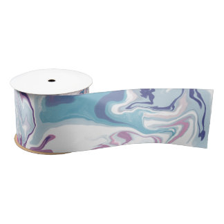 Pink and blue liquid acrylic satin ribbon