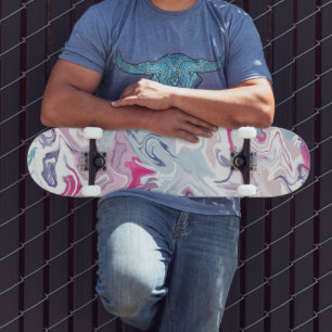 Pink and blue liquid acrylic skateboard