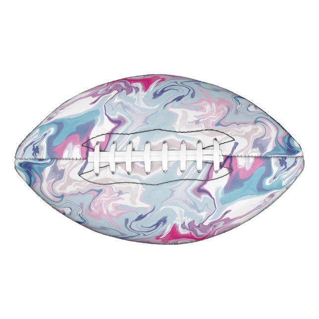 Pink and blue liquid acrylic throw pillow american football (Front)