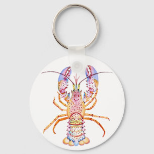 Pink and Blue Lobster Key Ring