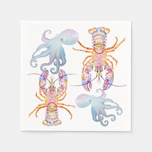 Pink and Blue Lobster Napkin