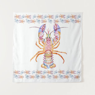 Pink and Blue Lobster Tapestry