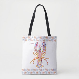 Pink and Blue Lobster Tote Bag