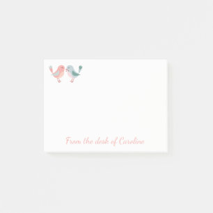 Pink And Blue Lovebirds Love, Wedding Post-it Notes