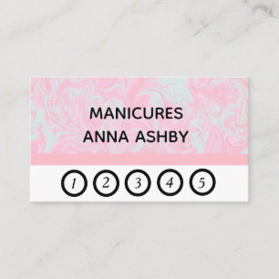 Pink and Blue Marbled effect. Loyalty Card. Card