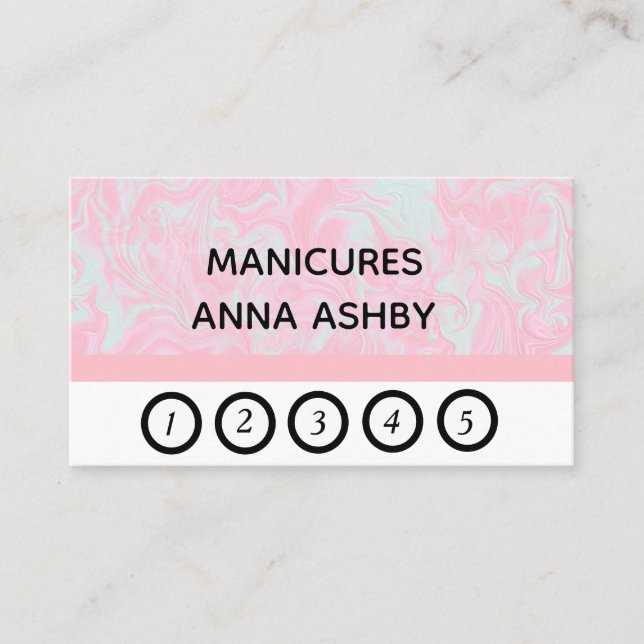 Pink and Blue Marbled effect. Loyalty Card. Card (Front)