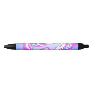 Pink and Blue Marbling Black Ink Pen