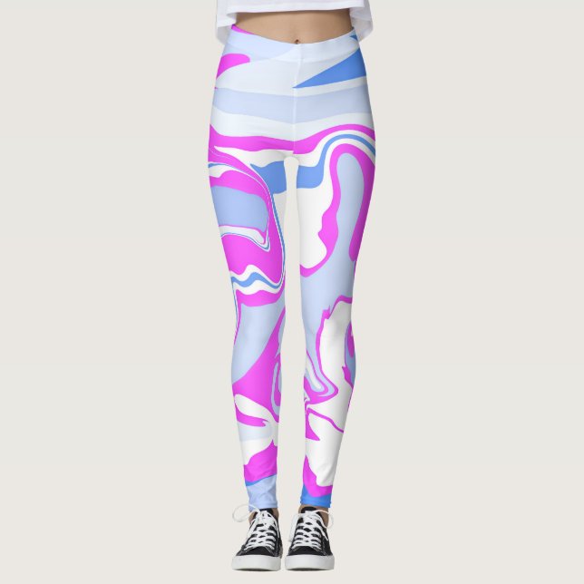 Pink and Blue Marbling Leggings (Front)