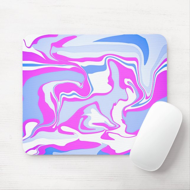 Pink and Blue Marbling Mouse Mat (With Mouse)