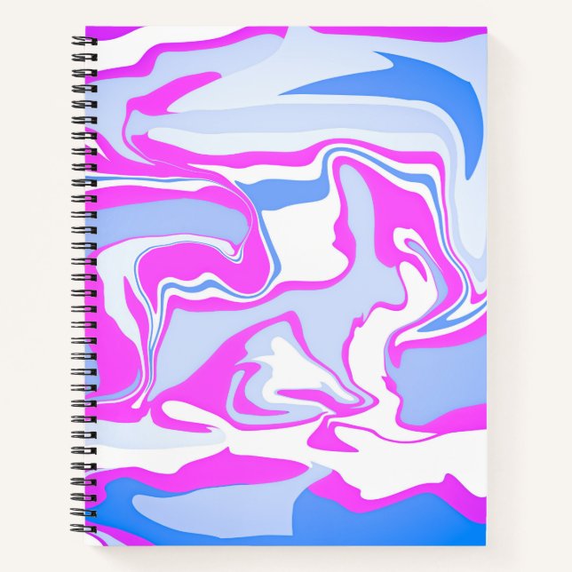 Pink and Blue Marbling Notebook (Front)