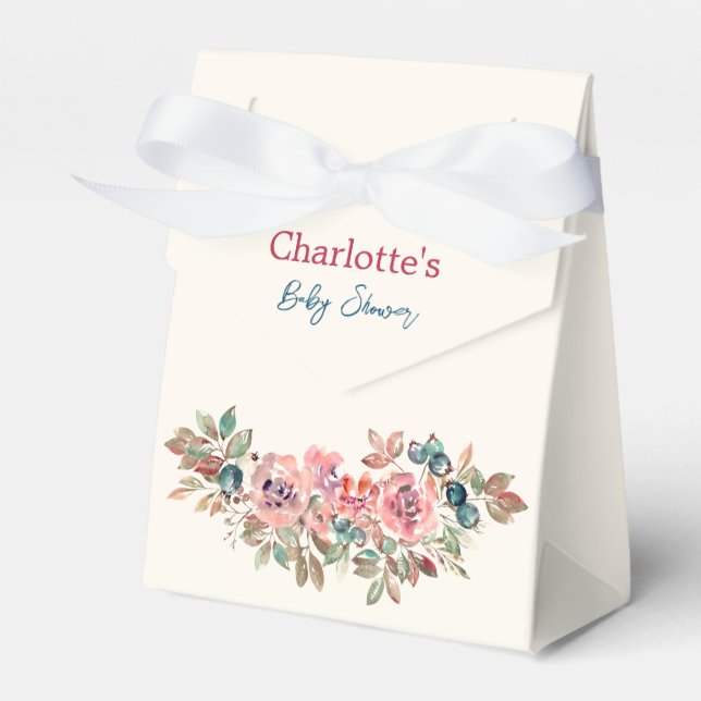 Pink and Blue Modern Baby Shower Favour Box (Front Side)