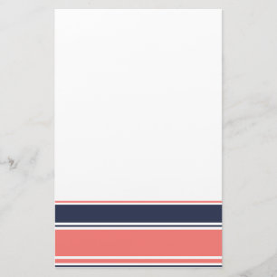 Pink and Blue Modern Stripes Stationery