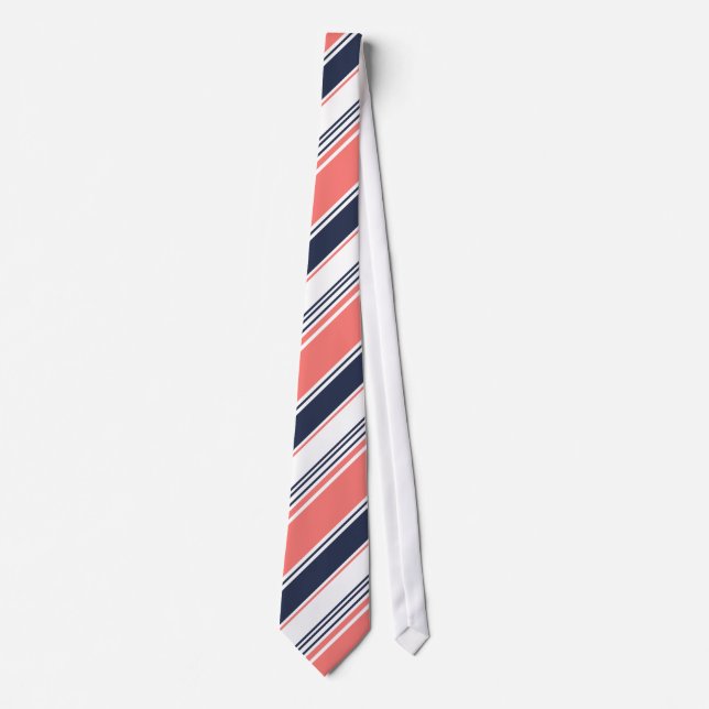 Pink and Blue Modern Stripes Tie (Front)