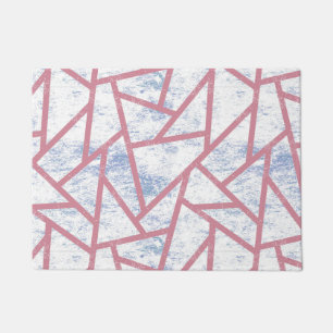 Pink and blue mosaic pattern doormat