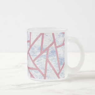Pink and blue mosaic pattern frosted glass coffee mug