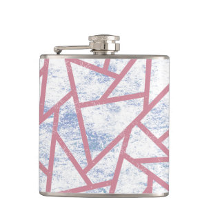 Pink and blue mosaic pattern hip flask