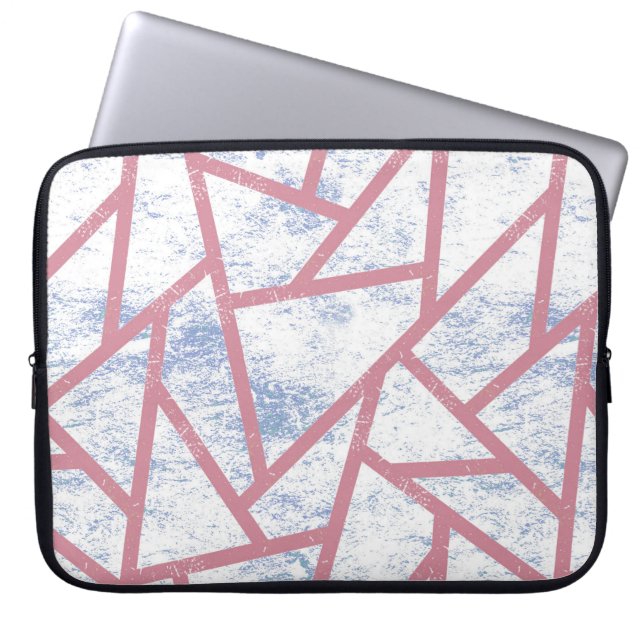 Pink and blue mosaic pattern laptop sleeve (Front)