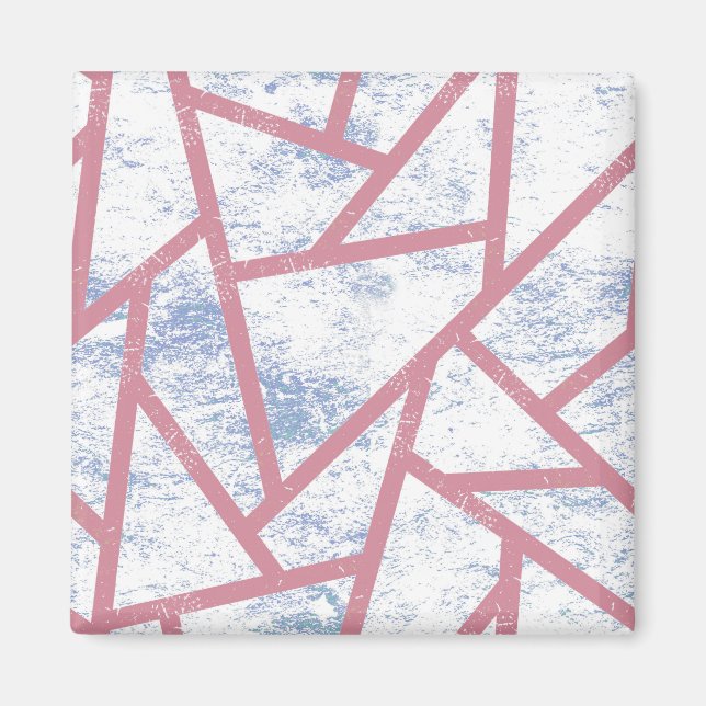 Pink and blue mosaic pattern magnet (Front)