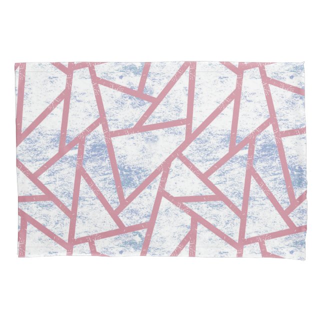 Pink and blue mosaic pattern pillowcase (Front)