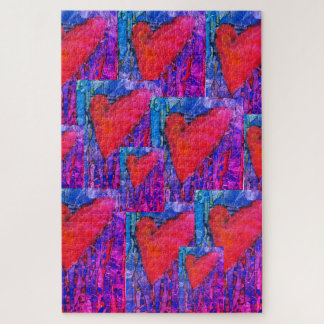 Pink and Blue Multiple Hearts 1000 piece Puzzle