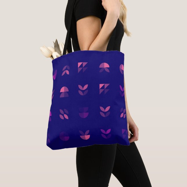Pink and Blue Neon Stars Tote Bag (Close Up)