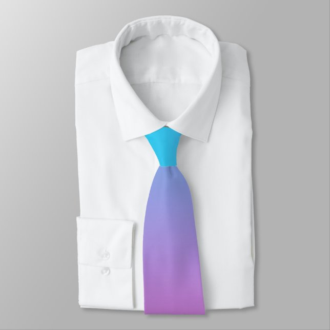 Pink and blue ombre background neck tie (Tied)