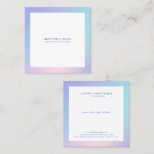 Pink and blue ombre border white background square business card