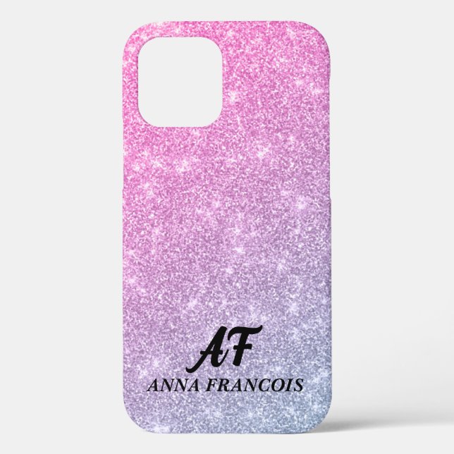 Pink And Blue Ombre Glittered Textured Case-Mate iPhone Case (Back)