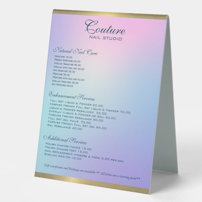 Pink and blue ombre gold accent (Front)