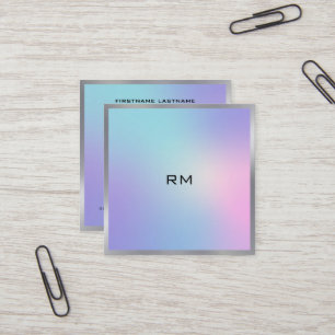 Pink and blue ombre metallic accent business card