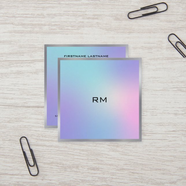 Pink and blue ombre metallic accent business card (Front/Back In Situ)