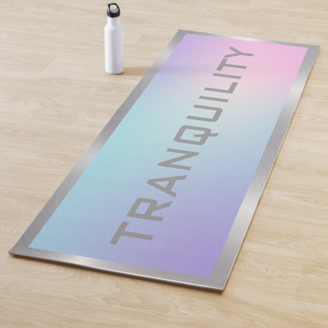 Pink and blue ombre silver frame yoga mat (In Situ)