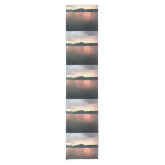 Pink and Blue Ombre Sunset Reflections Landscape Short Table Runner