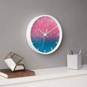 pink and blue ombre wall clock