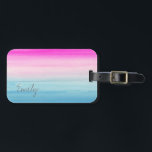 Pink and Blue Ombre Watercolor | Add Your Name Luggage Tag<br><div class="desc">Watercolor gradient wash of bright pink and blue colours. Add your name to personalise it.</div>