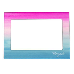 Pink and Blue Ombre Watercolor "Magical" Magnetic Picture Frame