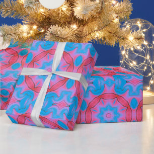 Pink and Blue Oriental Star Wrapping Paper