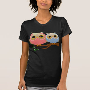 Pink and Blue Owls T-Shirt