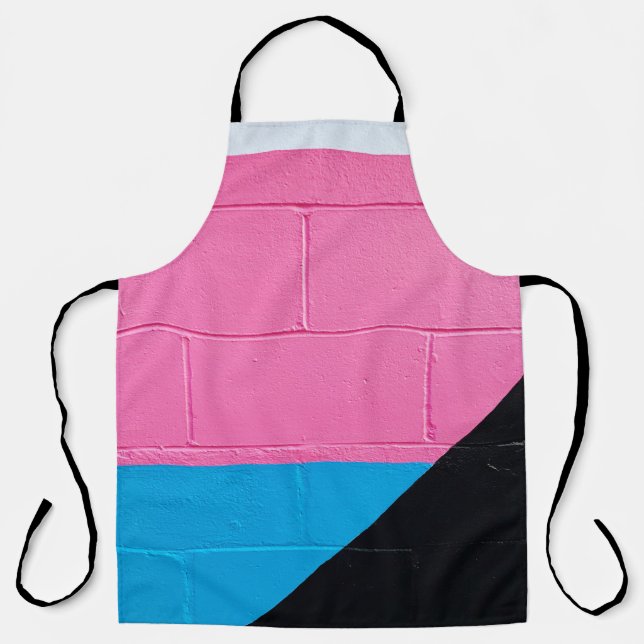 Pink and blue painted wall apron (Front)