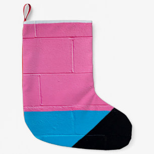 Pink and blue painted wall small christmas stocking