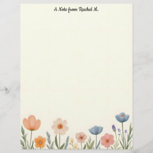 Pink and Blue Pastel Flowers Custom Letterhead
